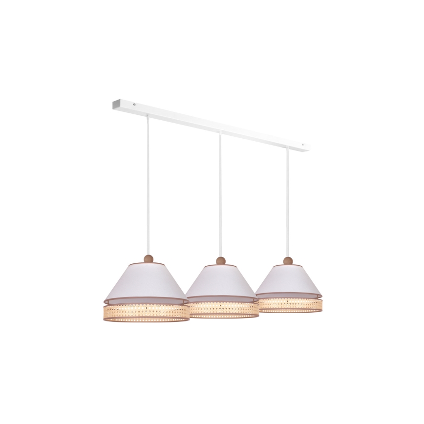 Duolla - Κρεμαστό φωτιστικό οροφής AVIGNON 3xE27/15W/230V λευκό/ rattan