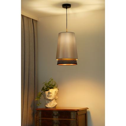 Duolla - Κρεμαστό φωτιστικό οροφής BELL SHINY 1xE27/15W/230V διάμετρος 25 cm ασημί/μαύρο