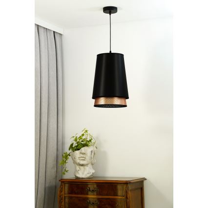 Duolla - Κρεμαστό φωτιστικό οροφής BELL SHINY 1xE27/15W/230V διάμετρος 25 cm μαύρο/χαλκός