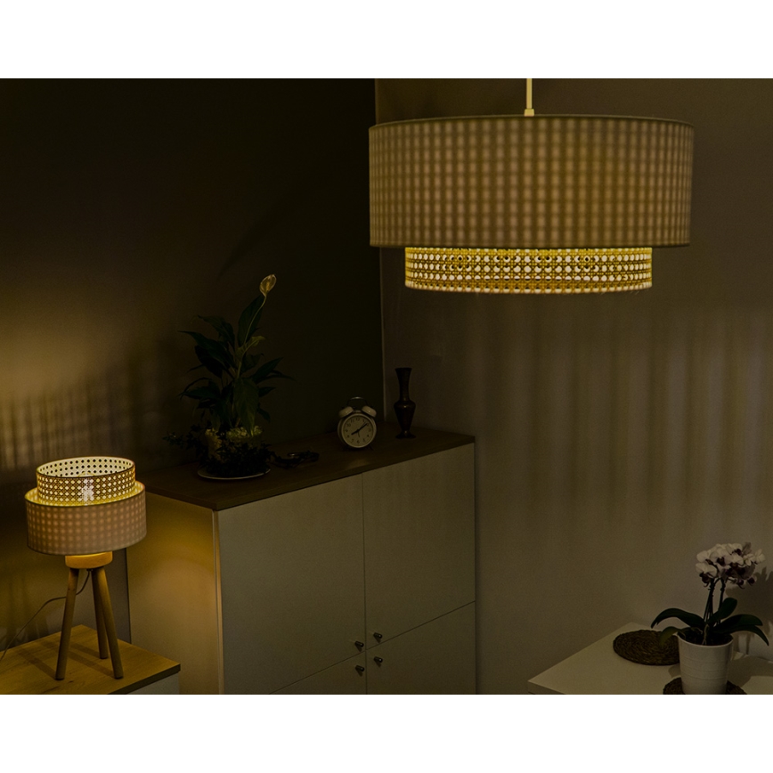 Duolla - Κρεμαστό φωτιστικό οροφής BOHO 1xE27/15W/230V δ. 45 cm κρεμ/rattan