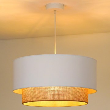 Duolla - Κρεμαστό φωτιστικό οροφής BOHO 1xE27/15W/230V διάμετρος 45 cm λευκό/καφέ