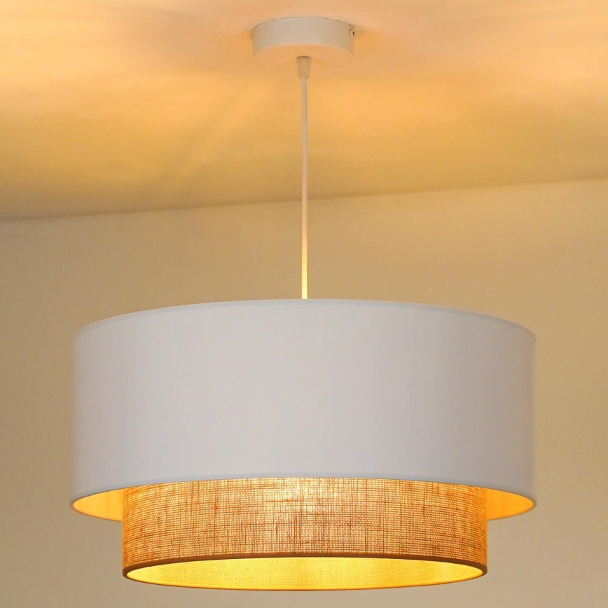 Duolla - Κρεμαστό φωτιστικό οροφής BOHO 1xE27/15W/230V διάμετρος 45 cm λευκό/καφέ