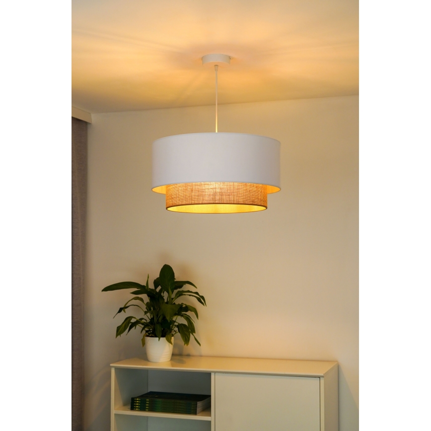 Duolla - Κρεμαστό φωτιστικό οροφής BOHO 1xE27/15W/230V διάμετρος 45 cm λευκό/καφέ