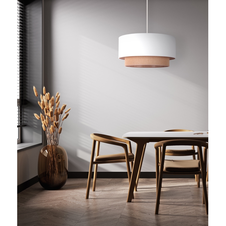 Duolla - Κρεμαστό φωτιστικό οροφής BOHO 1xE27/15W/230V διάμετρος 45 cm λευκό/καφέ