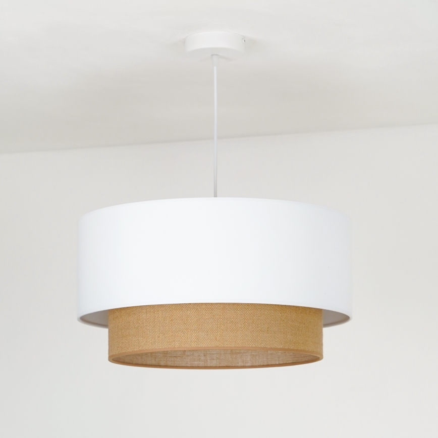 Duolla - Κρεμαστό φωτιστικό οροφής BOHO 1xE27/15W/230V διάμετρος 45 cm λευκό/καφέ