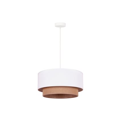 Duolla - Κρεμαστό φωτιστικό οροφής BOHO 1xE27/15W/230V διάμετρος 45 cm λευκό/καφέ
