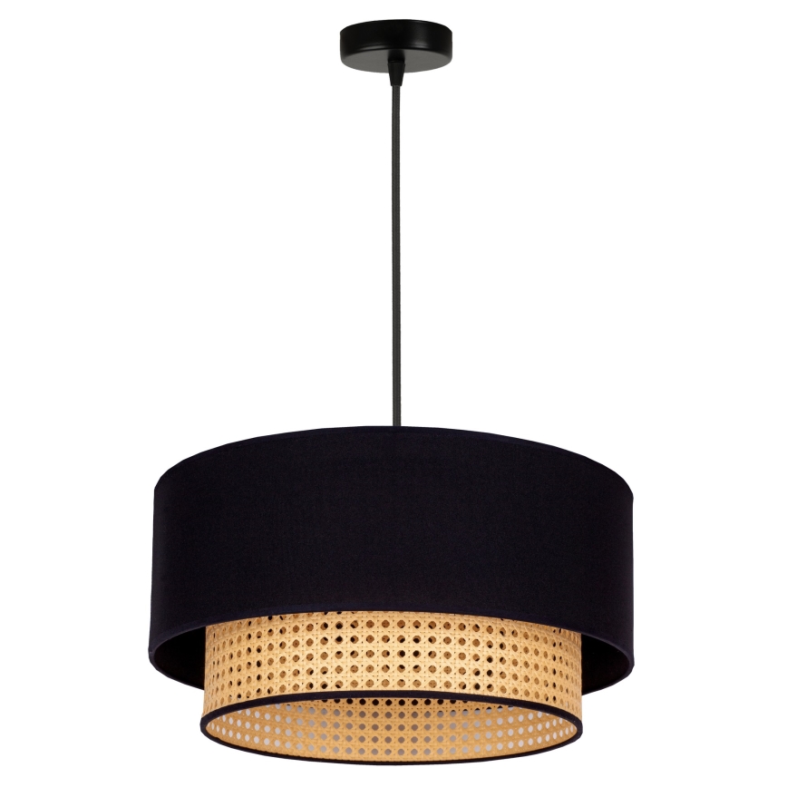 Duolla - Κρεμαστό φωτιστικό οροφής BOHO 1xE27/15W/230V διάμετρος 45 cm μαύρο/rattan