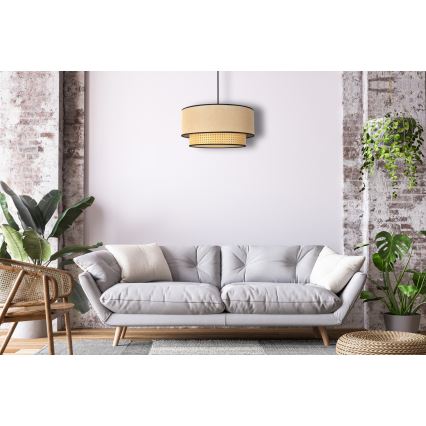 Duolla - Κρεμαστό φωτιστικό οροφής BOHO 1xE27/15W/230V διάμετρος 45 cm μπεζ/rattan