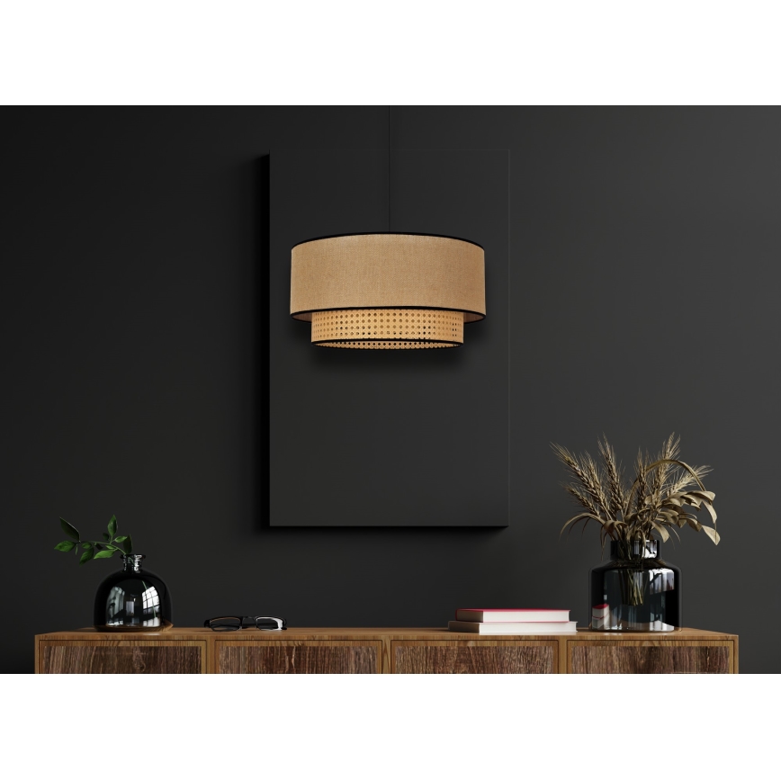 Duolla - Κρεμαστό φωτιστικό οροφής BOHO 1xE27/15W/230V διάμετρος 45 cm μπεζ/rattan