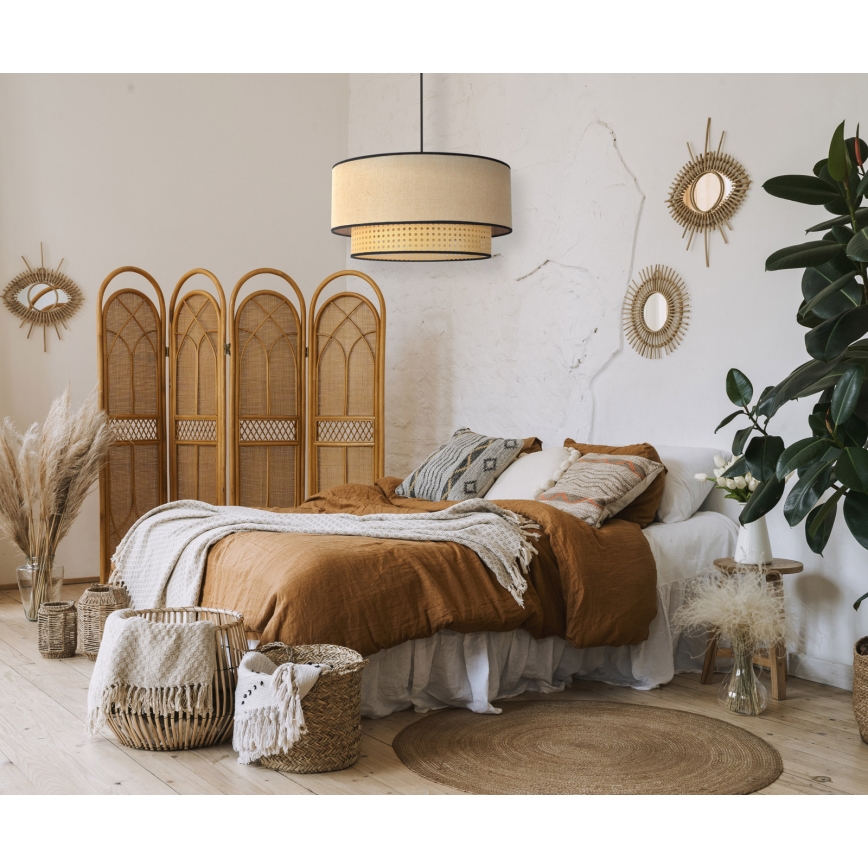 Duolla - Κρεμαστό φωτιστικό οροφής BOHO 1xE27/15W/230V διάμετρος 45 cm μπεζ/rattan