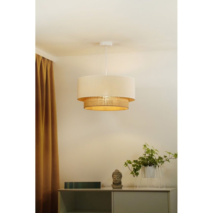Duolla - Κρεμαστό φωτιστικό οροφής BOHO 1xE27/15W/230V μπεζ/καφέ