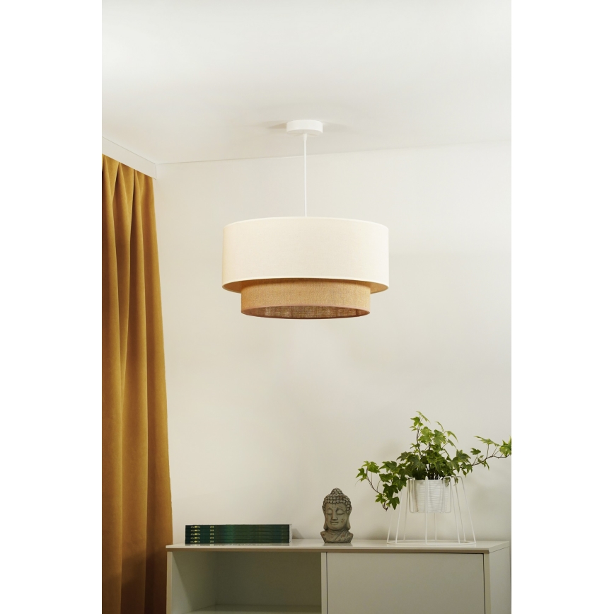 Duolla - Κρεμαστό φωτιστικό οροφής BOHO 1xE27/15W/230V μπεζ/καφέ