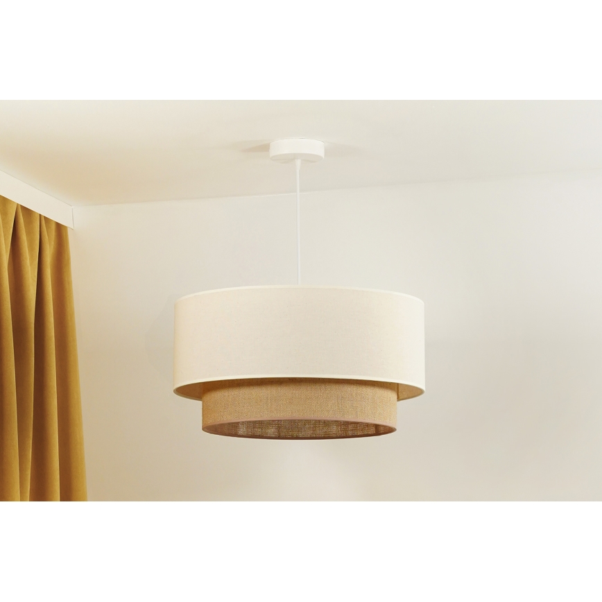 Duolla - Κρεμαστό φωτιστικό οροφής BOHO 1xE27/40W/230V διάμετρος 45 cm κρεμ/καφέ