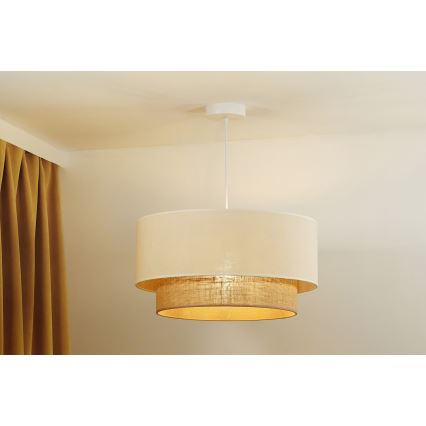 Duolla - Κρεμαστό φωτιστικό οροφής BOHO 1xE27/40W/230V διάμετρος 45 cm κρεμ/καφέ