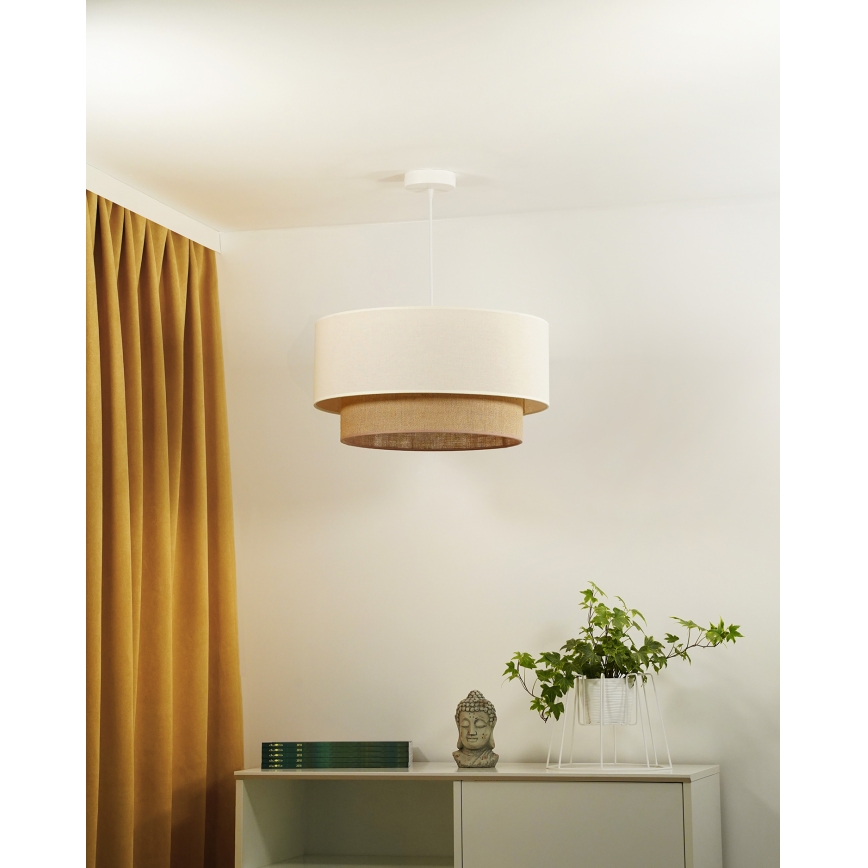 Duolla - Κρεμαστό φωτιστικό οροφής BOHO 1xE27/40W/230V διάμετρος 45 cm κρεμ/καφέ