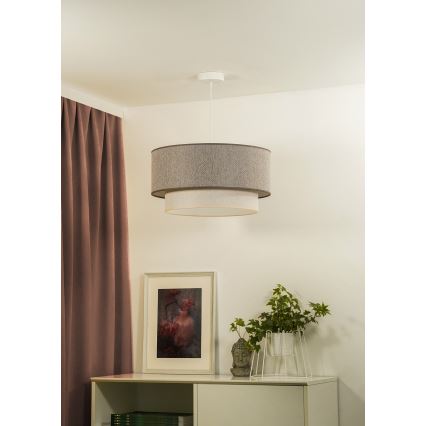 Duolla - Κρεμαστό φωτιστικό οροφής BOHO ECO RECYCLING 1xE27/15W/230V διάμετρος 45 cm καφέ/κρεμ
