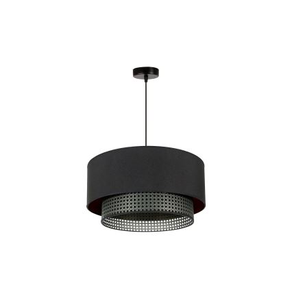 Duolla - Κρεμαστό φωτιστικό οροφής BOHO RATTAN 1xE27/15W/230V διάμετρος 45 cm μαύρο