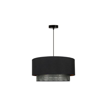 Duolla - Κρεμαστό φωτιστικό οροφής BOHO RATTAN 1xE27/15W/230V διάμετρος 45 cm μαύρο