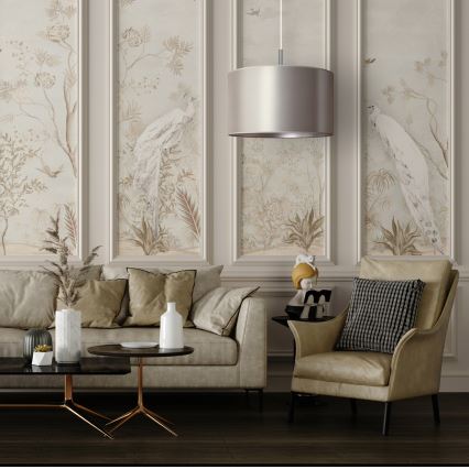 Duolla - Κρεμαστό φωτιστικό οροφής CANNES 1xE27/15W/230V διάμετρος 45 cm ασημί