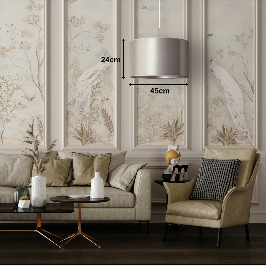 Duolla - Κρεμαστό φωτιστικό οροφής CANNES 1xE27/15W/230V διάμετρος 45 cm ασημί