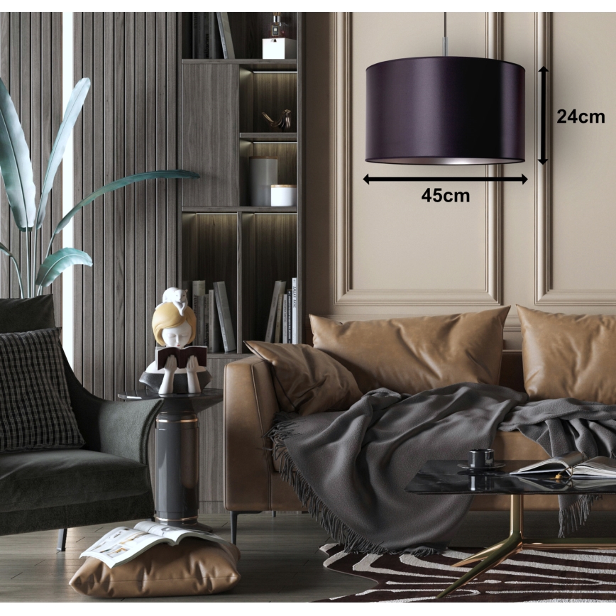 Duolla - Κρεμαστό φωτιστικό οροφής CANNES 1xE27/15W/230V διάμετρος 45 cm μαύρο/ασημί