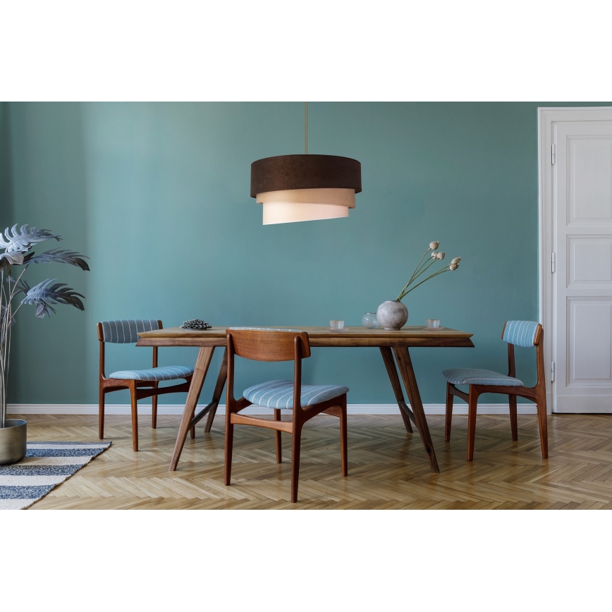 Duolla - Κρεμαστό φωτιστικό οροφής DEVON 1xE27/40W/230V διάμετρος 45 cm καφέ/μπεζ