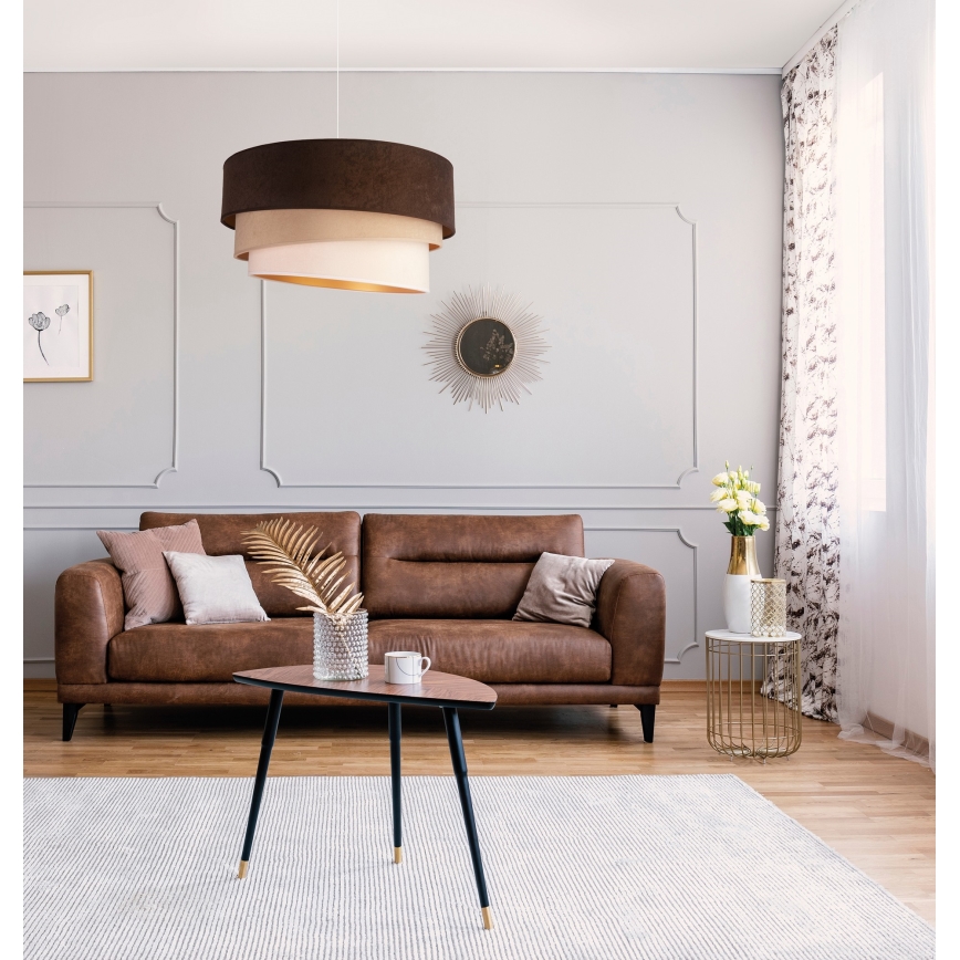 Duolla - Κρεμαστό φωτιστικό οροφής DEVON 1xE27/40W/230V διάμετρος 45 cm καφέ/μπεζ