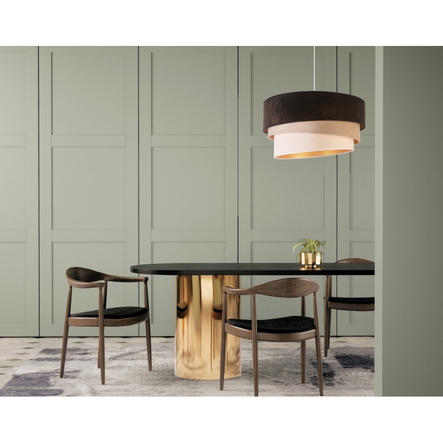 Duolla - Κρεμαστό φωτιστικό οροφής DEVON 1xE27/40W/230V διάμετρος 45 cm μαύρο/μπεζ