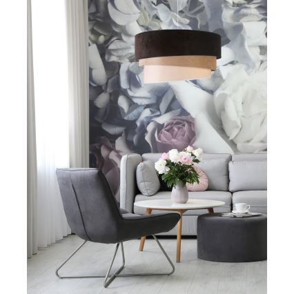 Duolla - Κρεμαστό φωτιστικό οροφής DEVON 1xE27/40W/230V διάμετρος 45 cm μαύρο/μπεζ