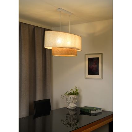 Duolla - Κρεμαστό φωτιστικό οροφής DOUBLE OVAL NATURE 2xE27/15W/230V κρεμ/μπεζ