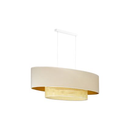 Duolla - Κρεμαστό φωτιστικό οροφής DOUBLE OVAL RATTAN 2xE27/15W/230V κρεμ/rattan