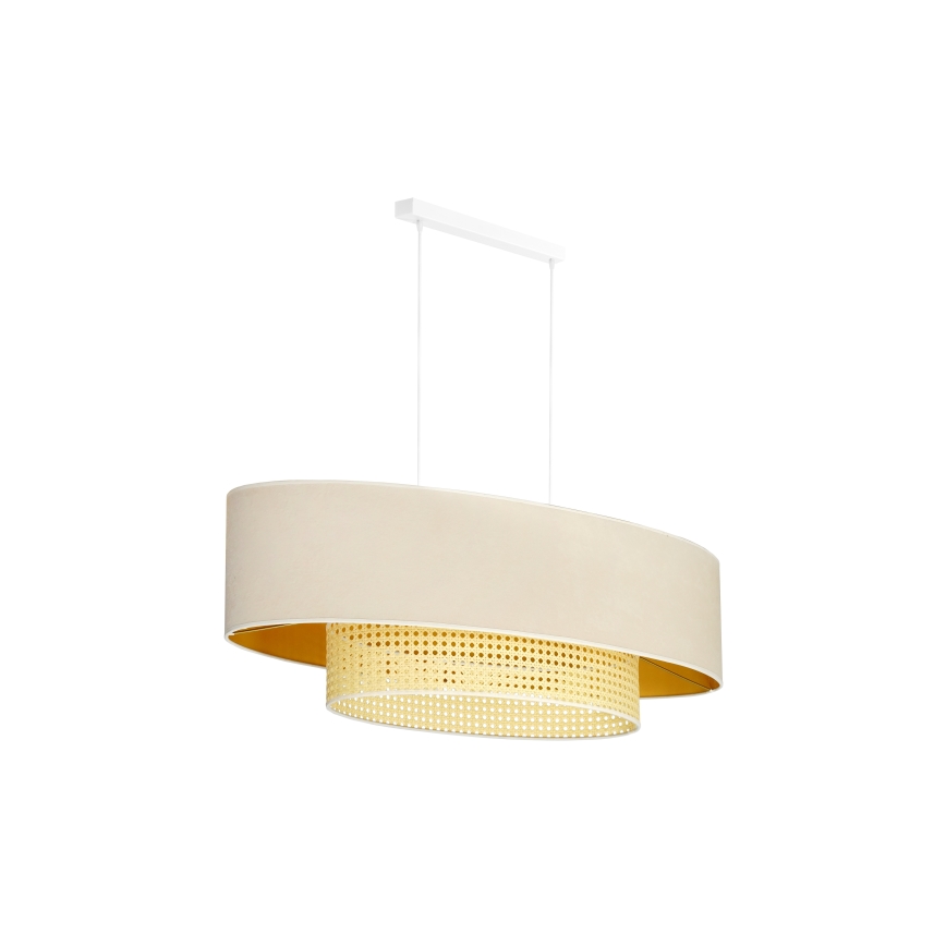 Duolla - Κρεμαστό φωτιστικό οροφής DOUBLE OVAL RATTAN 2xE27/15W/230V κρεμ/rattan