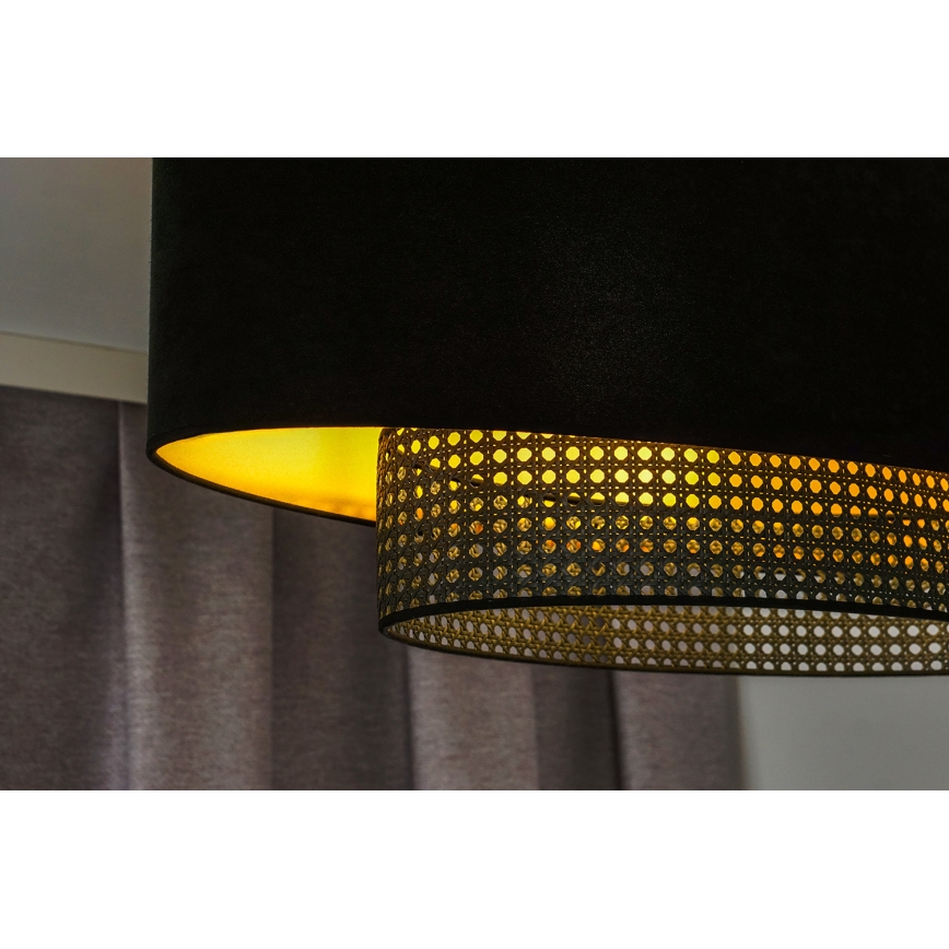 Duolla - Κρεμαστό φωτιστικό οροφής DOUBLE OVAL RATTAN 2xE27/15W/230V μαύρο/rattan