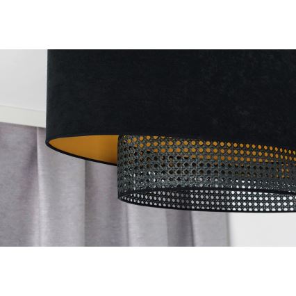 Duolla - Κρεμαστό φωτιστικό οροφής DOUBLE OVAL RATTAN 2xE27/15W/230V μαύρο/rattan