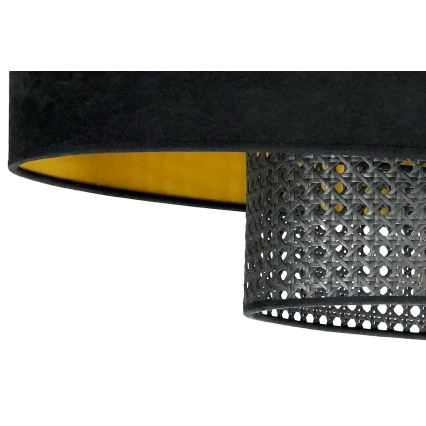 Duolla - Κρεμαστό φωτιστικό οροφής DOUBLE OVAL RATTAN 2xE27/15W/230V μαύρο/rattan