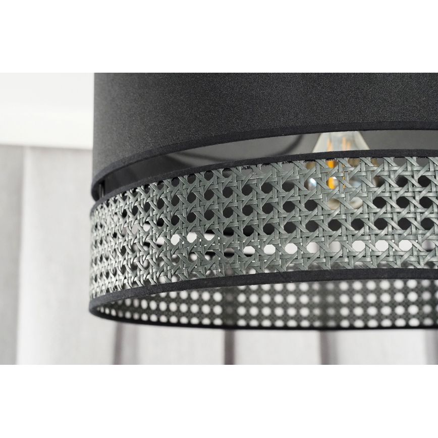 Duolla - Κρεμαστό φωτιστικό οροφής DOUBLE RATTAN 1xE27/15W/230V διάμετρος 40 cm μαύρο