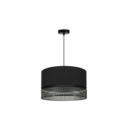 Duolla - Κρεμαστό φωτιστικό οροφής DOUBLE RATTAN 1xE27/15W/230V διάμετρος 40 cm μαύρο