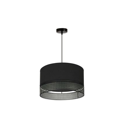 Duolla - Κρεμαστό φωτιστικό οροφής DOUBLE RATTAN 1xE27/15W/230V διάμετρος 40 cm μαύρο