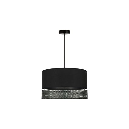 Duolla - Κρεμαστό φωτιστικό οροφής DOUBLE RATTAN 1xE27/15W/230V διάμετρος 40 cm μαύρο