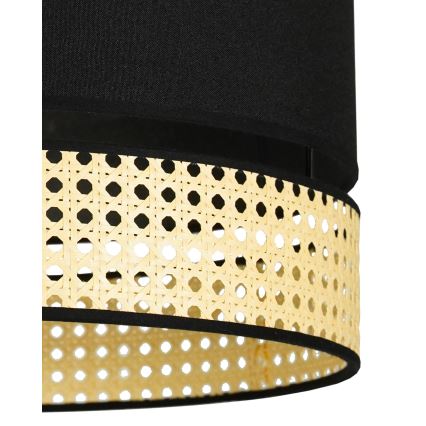 Duolla - Κρεμαστό φωτιστικό οροφής DOUBLE RATTAN 1xE27/15W/230V διάμετρος 40 cm μαύρο/μπεζ