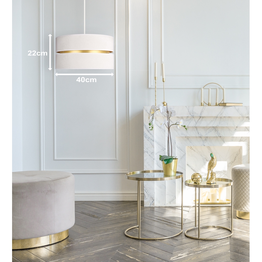 Duolla - Κρεμαστό φωτιστικό οροφής DUO 1xE27/15W/230V διάμετρος 40 cm κρεμ/χρυσό