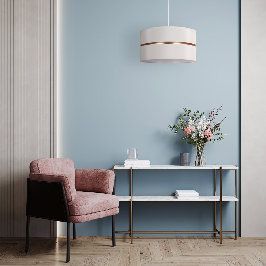 Duolla - Κρεμαστό φωτιστικό οροφής DUO 1xE27/15W/230V διάμετρος 40 cm κρεμ/χρυσό