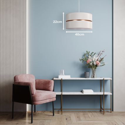 Duolla - Κρεμαστό φωτιστικό οροφής DUO 1xE27/15W/230V διάμετρος 40 cm κρεμ/χρυσό