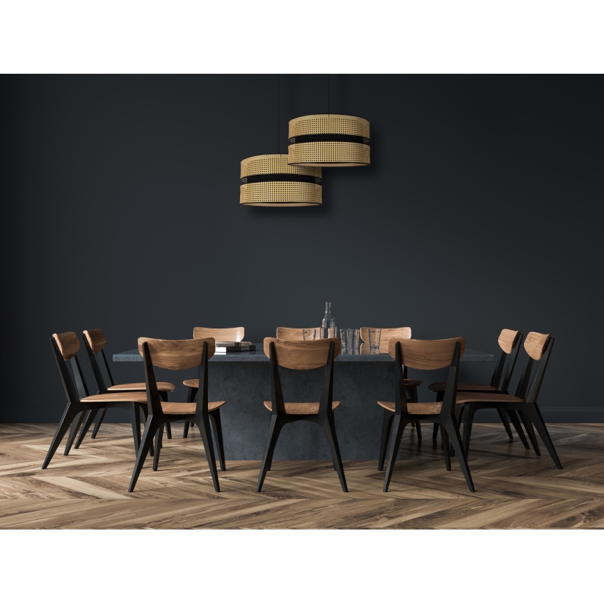 Duolla - Κρεμαστό φωτιστικό οροφής DUO 1xE27/15W/230V διάμετρος 40 cm rattan/μαύρο