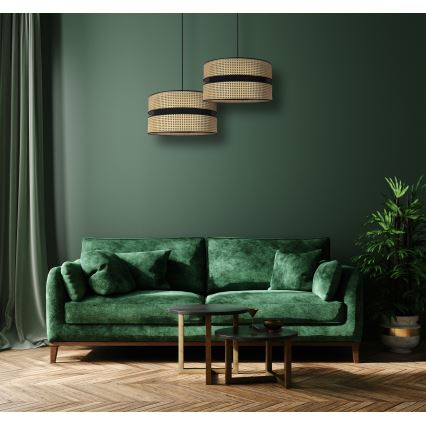 Duolla - Κρεμαστό φωτιστικό οροφής DUO 1xE27/15W/230V διάμετρος 40 cm rattan/μαύρο