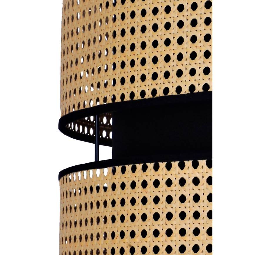 Duolla - Κρεμαστό φωτιστικό οροφής DUO 1xE27/15W/230V διάμετρος 40 cm rattan/μαύρο