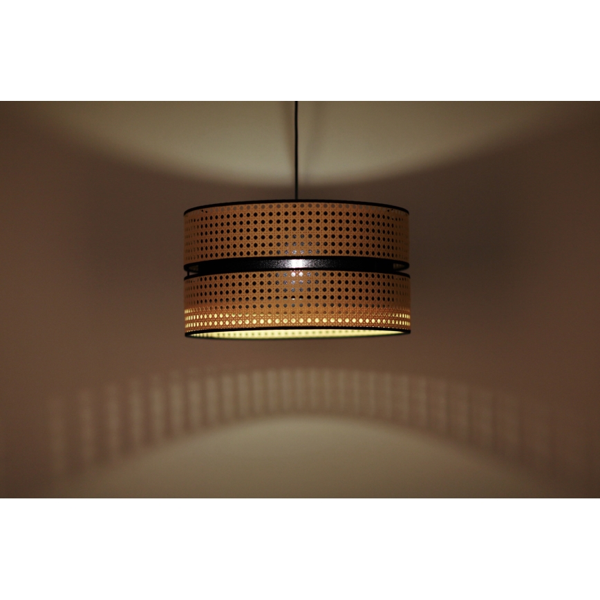 Duolla - Κρεμαστό φωτιστικό οροφής DUO 1xE27/15W/230V διάμετρος 40 cm rattan/μαύρο