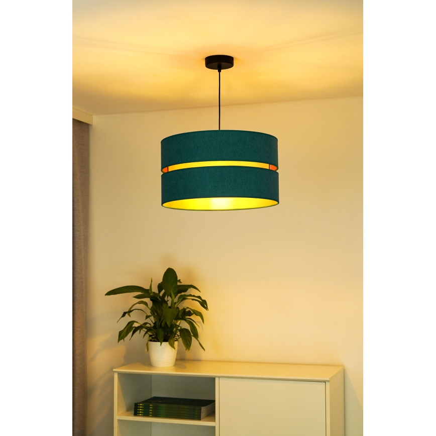 Duolla - Κρεμαστό φωτιστικό οροφής DUO 1xE27/15W/230V διάμετρος 40 cm τουρκουάζ/χρυσό