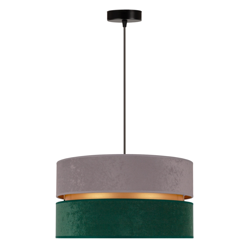 Duolla - Κρεμαστό φωτιστικό οροφής DUO 1xE27/15W/230V διάμετρος 40 cm γκρι/πράσινο/χρυσό