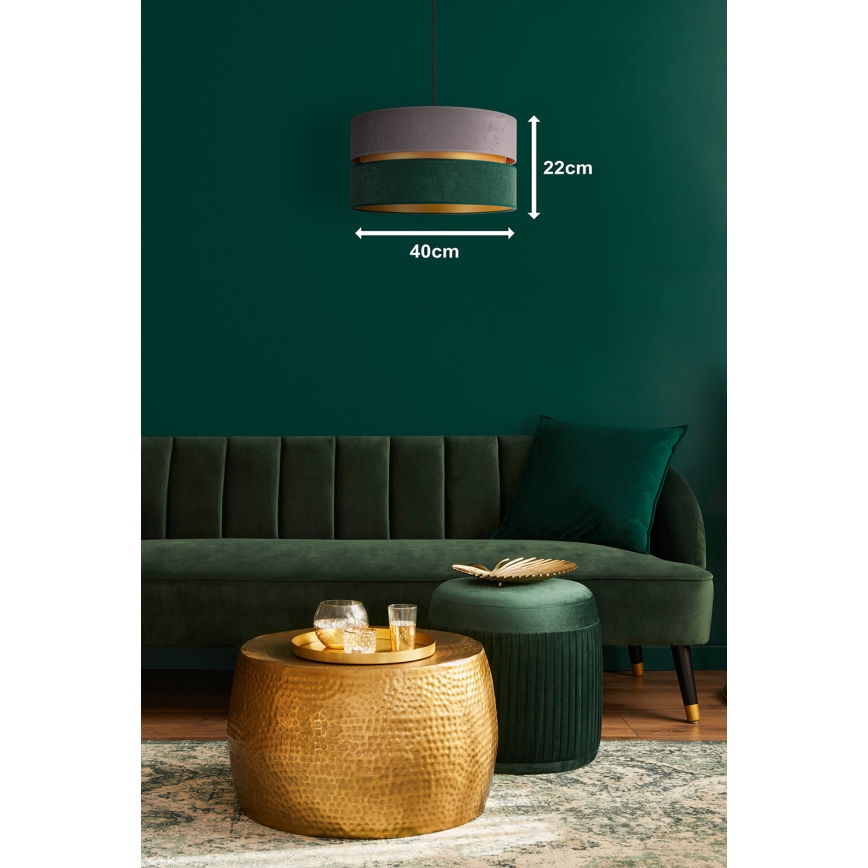 Duolla - Κρεμαστό φωτιστικό οροφής DUO 1xE27/15W/230V διάμετρος 40 cm γκρι/πράσινο/χρυσό